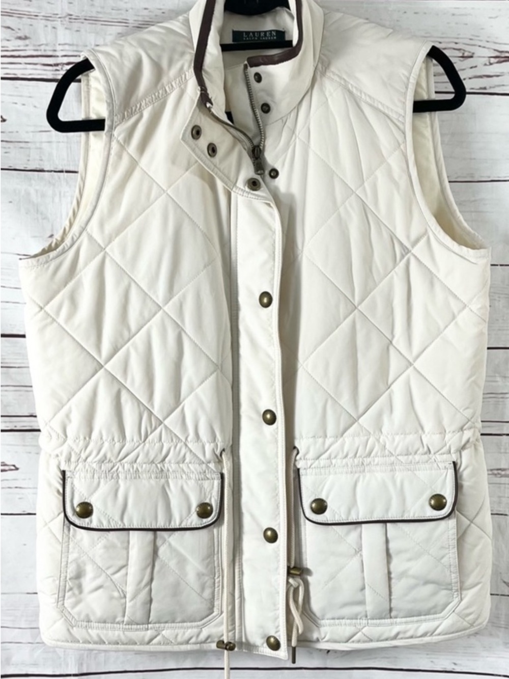 Lauren Ralph Lauren Cream Quilted Vest